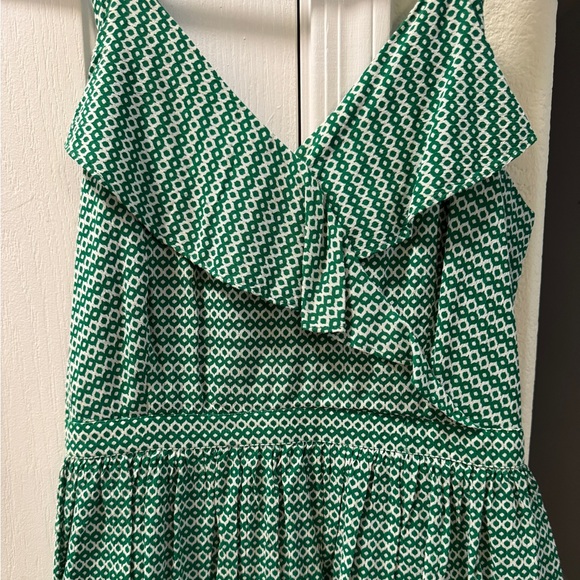 Bar III Green & White Printed Ruffled Tiered Mini Dress Size 6 - Picture 5 of 13